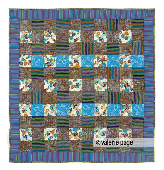 Blue and green and brown baby quilt