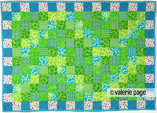 Children's Bed Quilt with Dragonflies and Polka Dots
